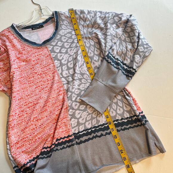 David Cline Mixed Print Top Womens Large Multicolor Long Sleeve Casual Tee - Picture 8 of 9